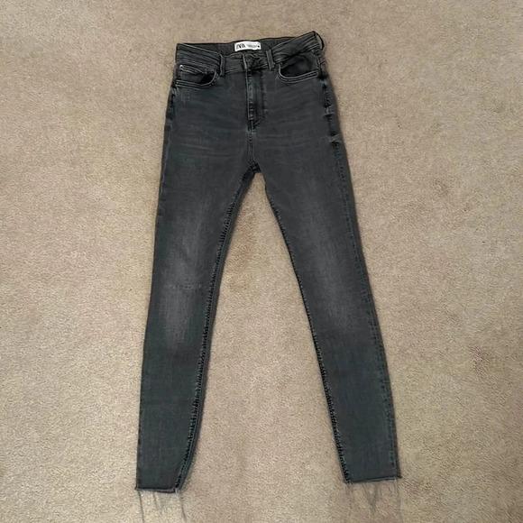 Zara high waisted skinny gray jeans size 6 denim dark gray - Picture 2 of 9